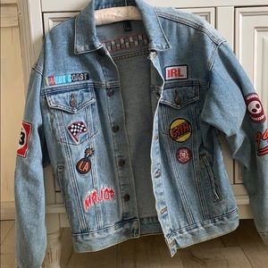 Forever 21 denim jacket with decorative patches